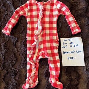 Spearmint Love Red and White Plaid 0-3 Months Pajamas